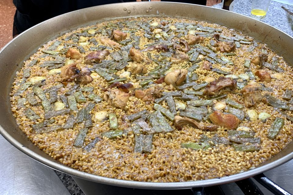 Real Paella Cooking Class – Market Visit & Sangría Workshop - Eating what you made: salad, coca de llanda, coffee, and mistela